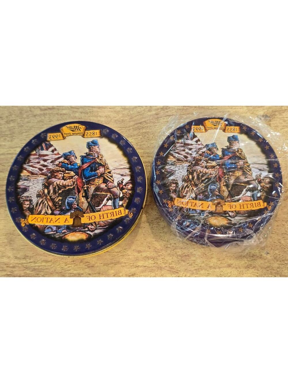 Miller Genuine Draft Birth of a Nation Commemorative Tin Cork Bottom Coasters